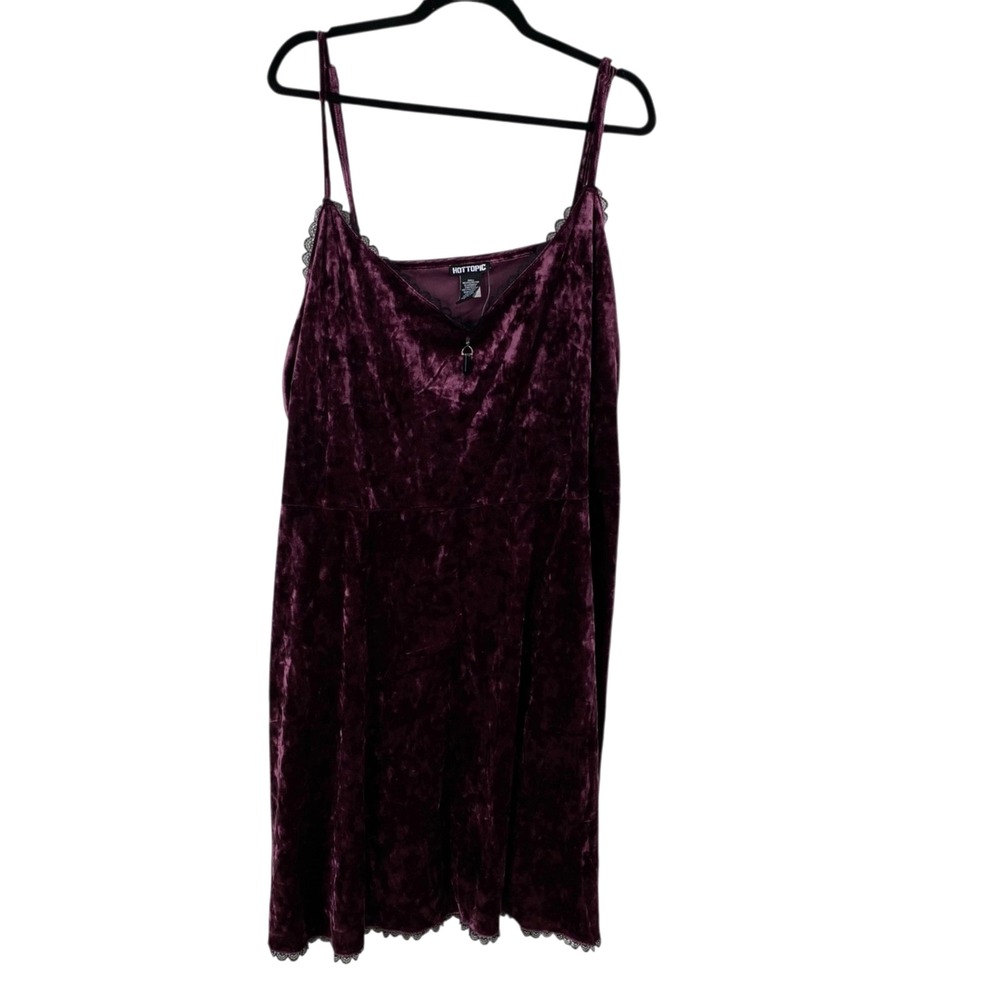 NWT Hot Topic Dress Crushed Velvet Crystal Whimsigoth Fairy Grunge Purple Sz 5